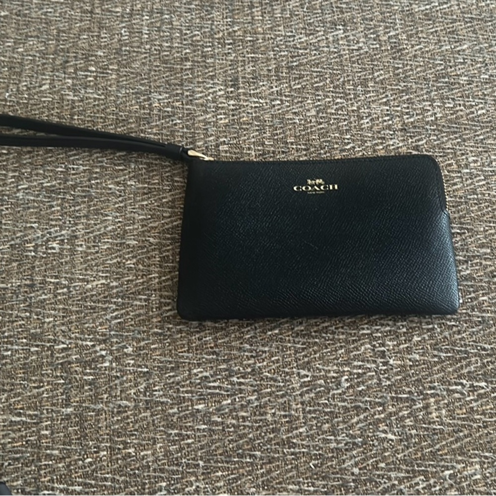Coach Leather Wristlet with Gold zipper & logo